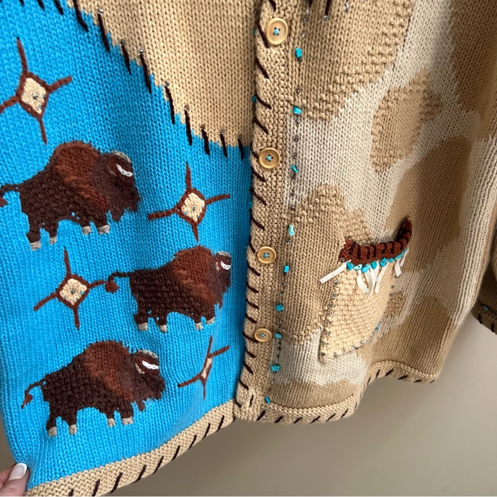 Storybook Knits  Aztec western embroidered sweater M - Picture 2 of 8